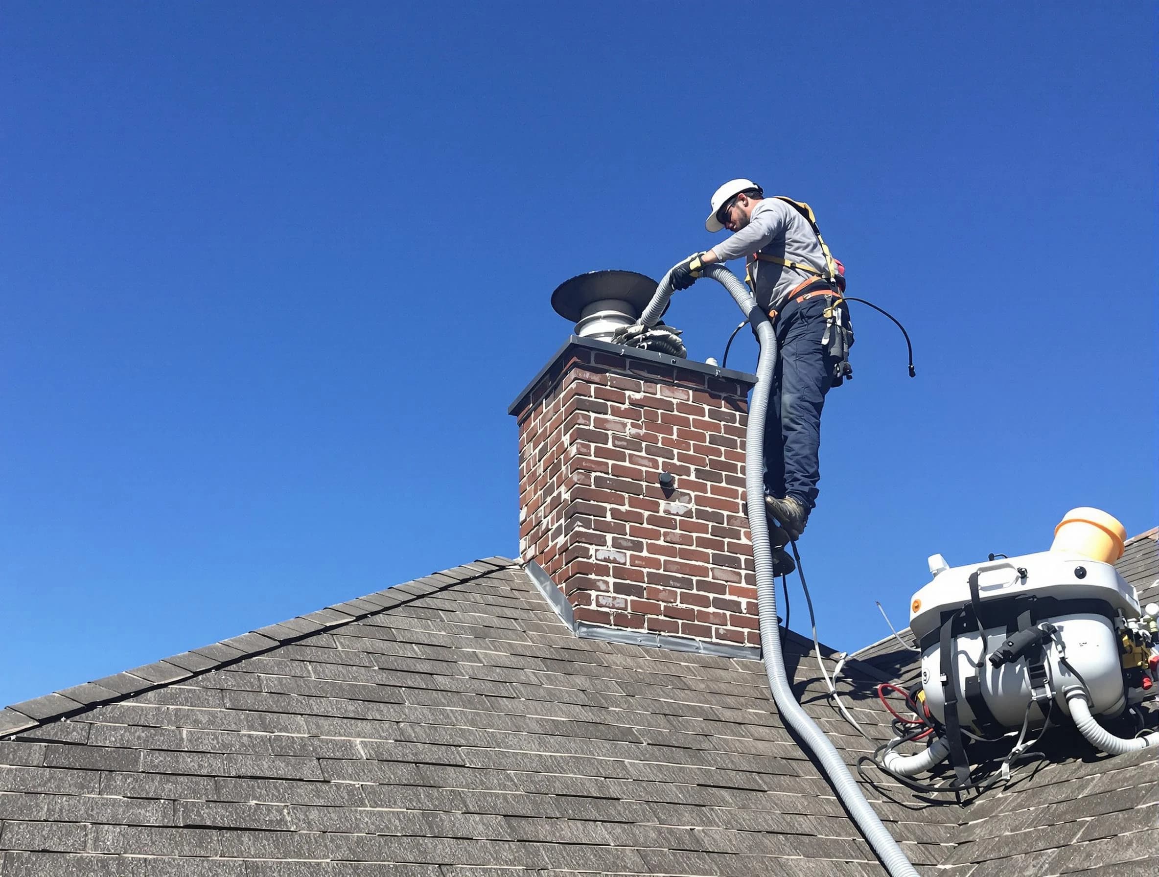 Dedicated Glendale Chimney Sweep team member cleaning a chimney in Glendale, CO