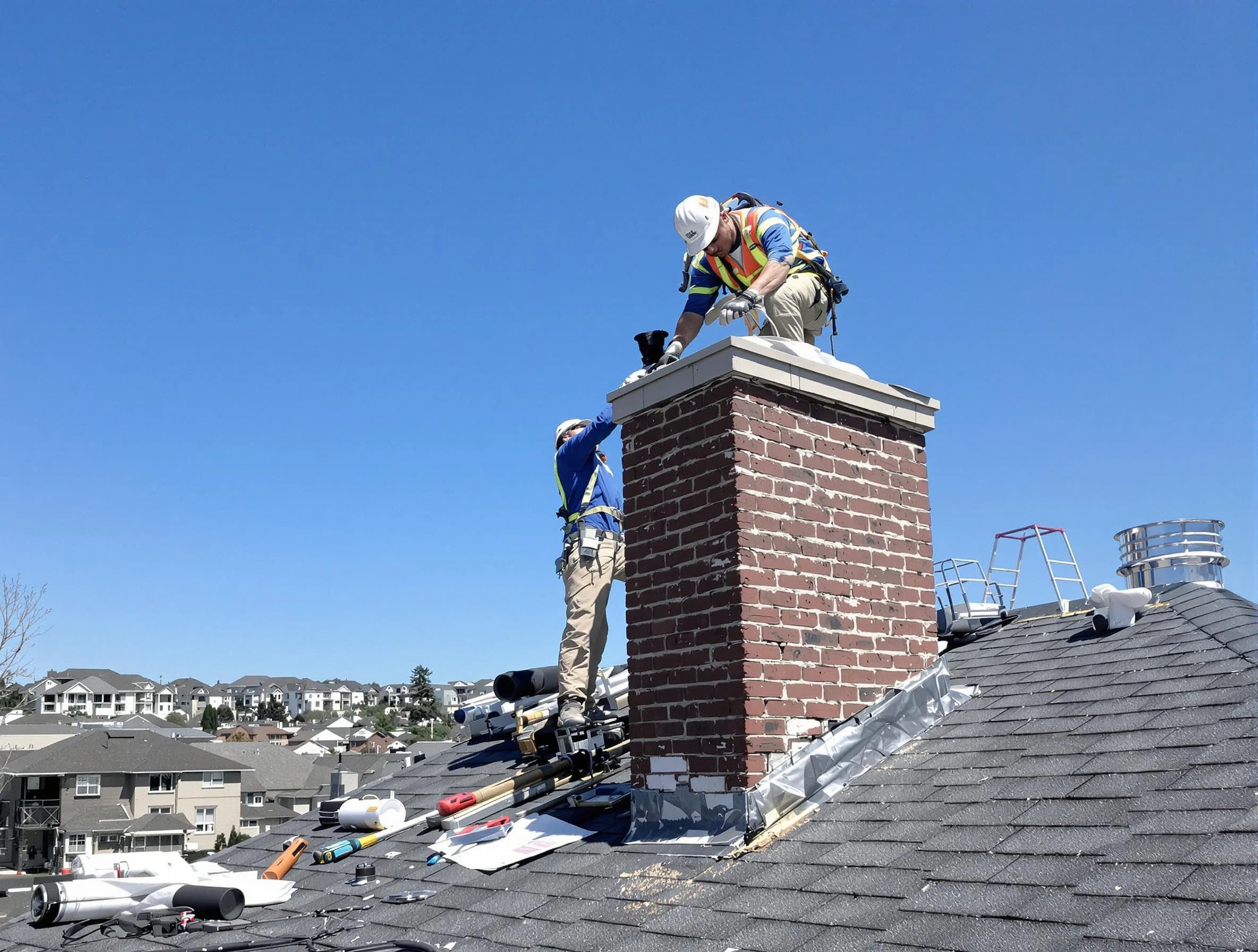 Glendale Chimney Sweep repairing a chimney crown in Glendale, CO