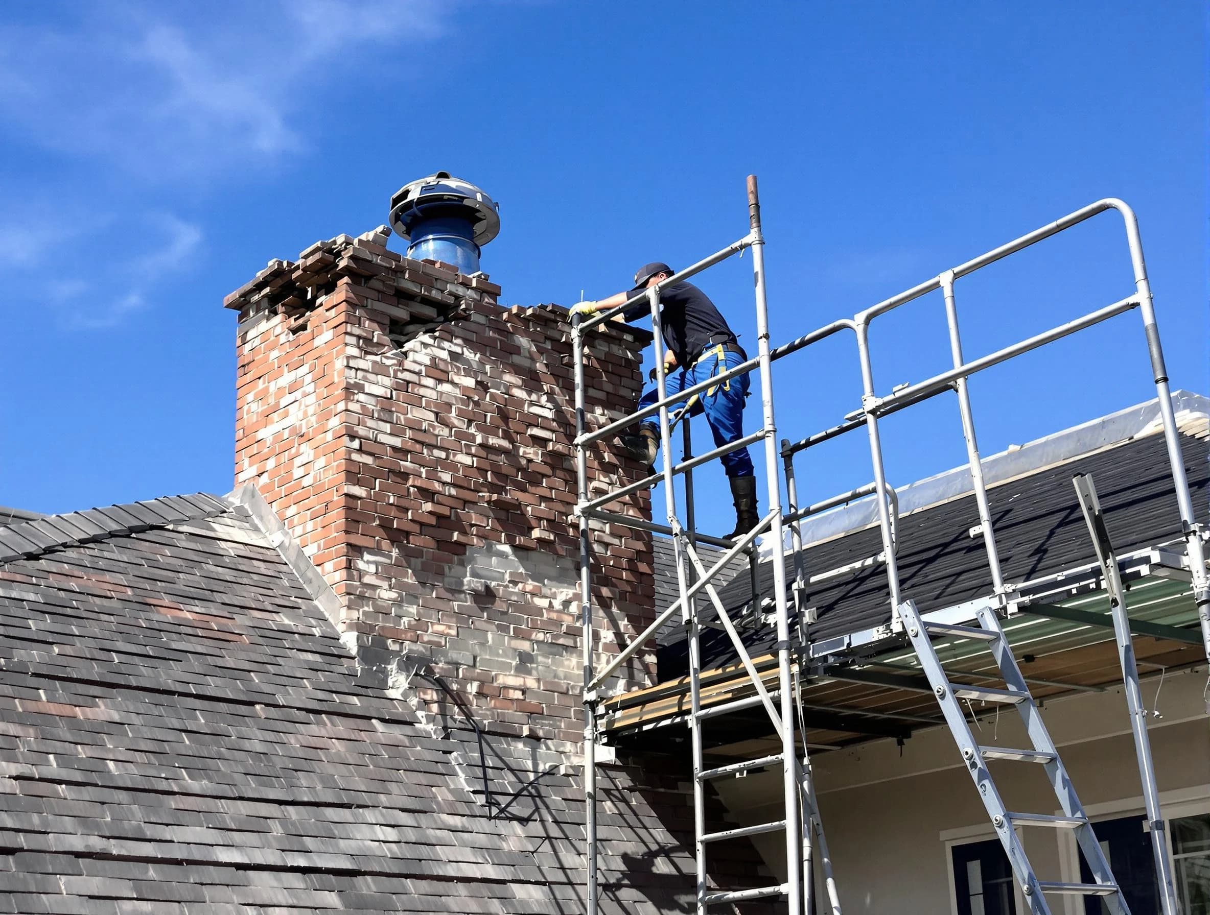 Rebuilding a chimney structure by Glendale Chimney Sweep in Glendale, CO