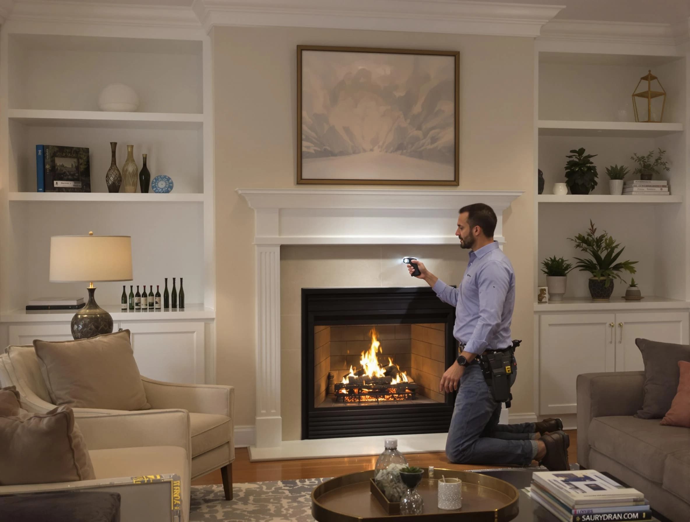 Glendale Chimney Sweep conducting a fireplace safety inspection in Glendale, CO