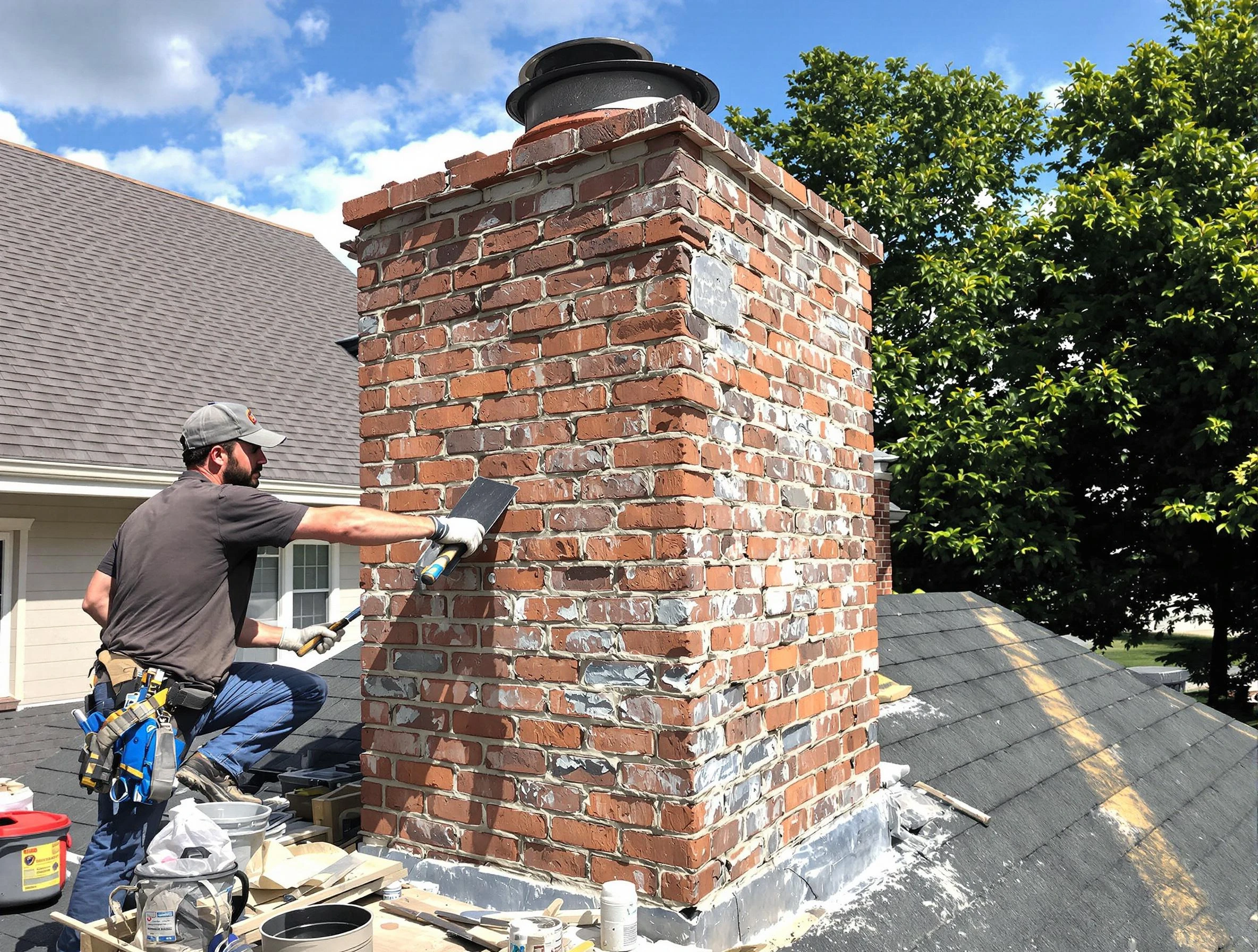 Completed chimney rebuild by Glendale Chimney Sweep in Glendale, CO