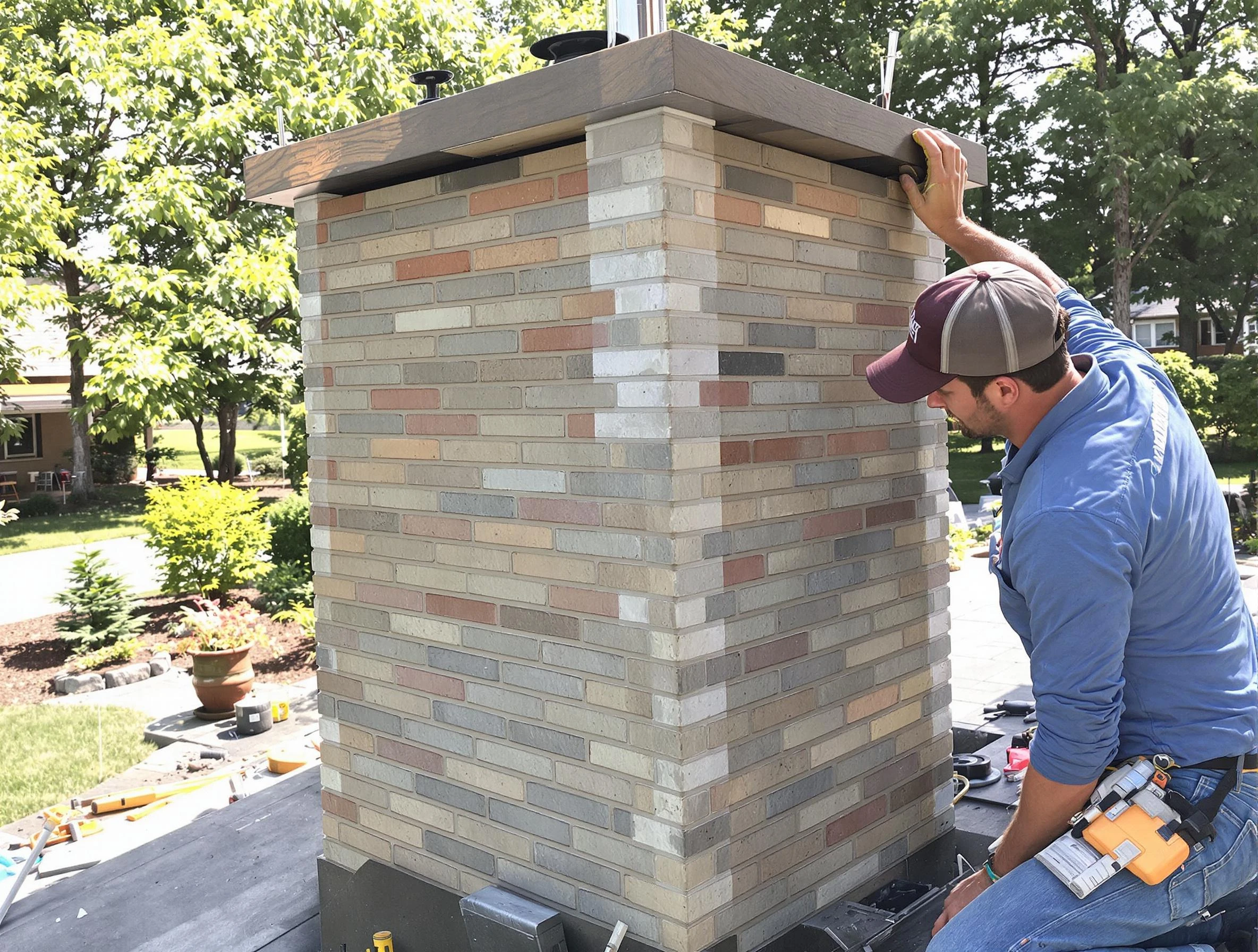 Glendale Chimney Sweep completing a modern chimney remodel in Glendale, CO