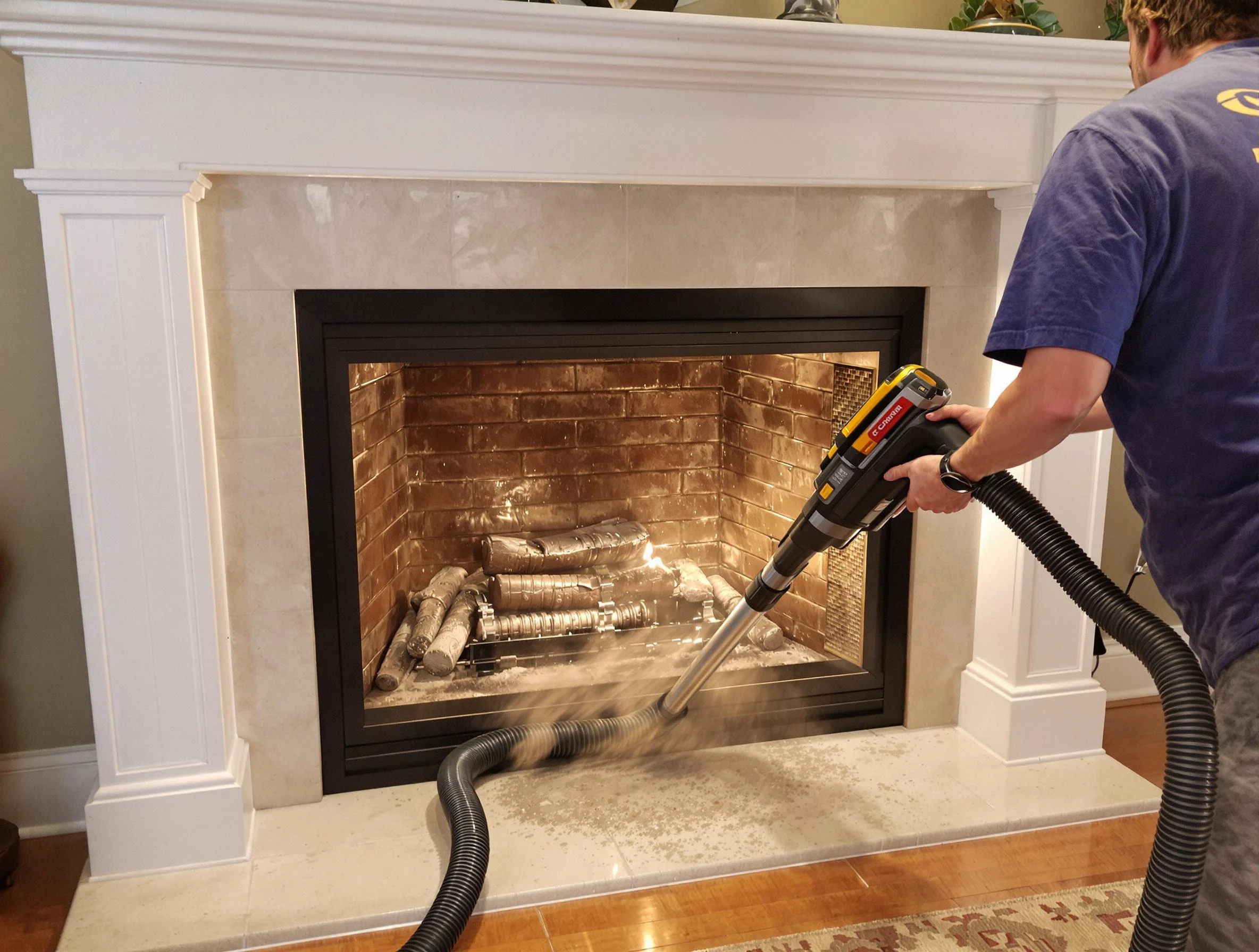 Fireplace cleaning performed by Glendale Chimney Sweep in Glendale, CO