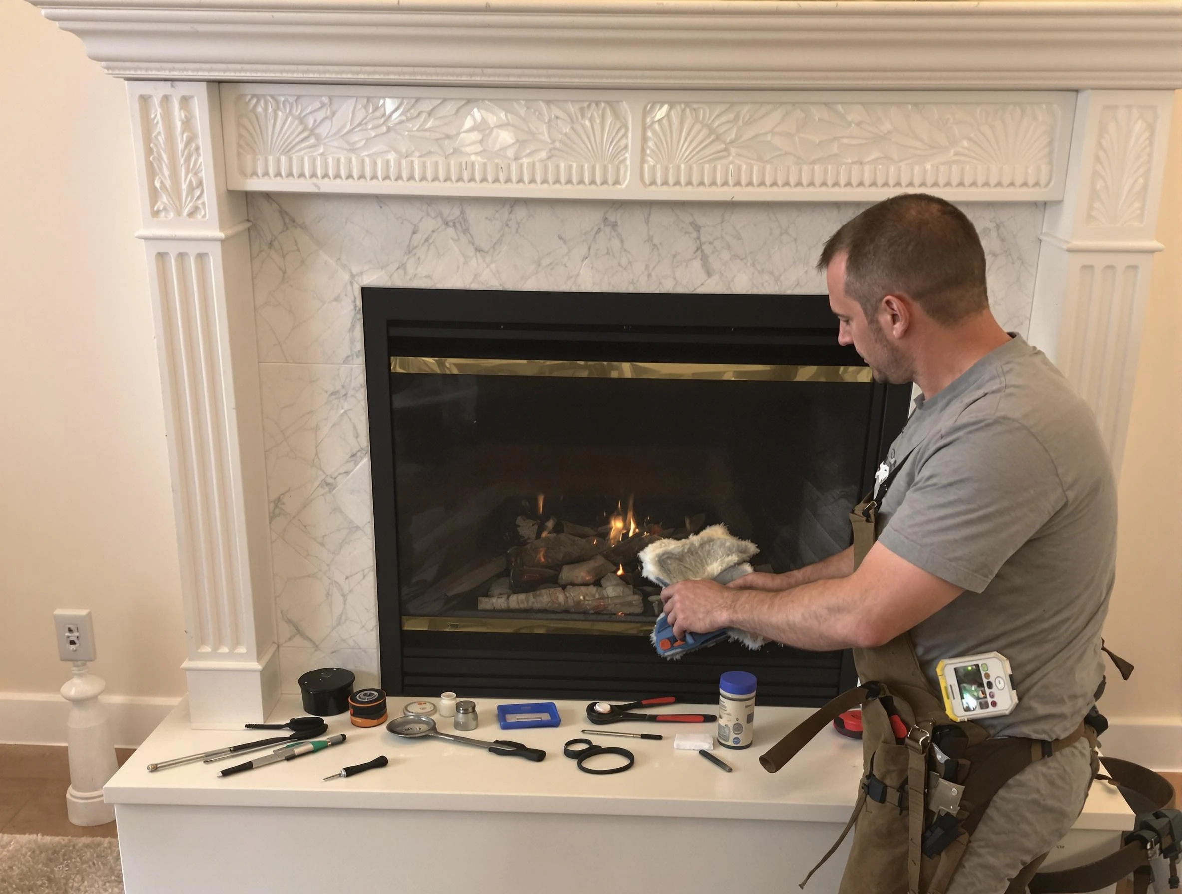 Glendale Chimney Sweep performing fireplace maintenance in Glendale, CO